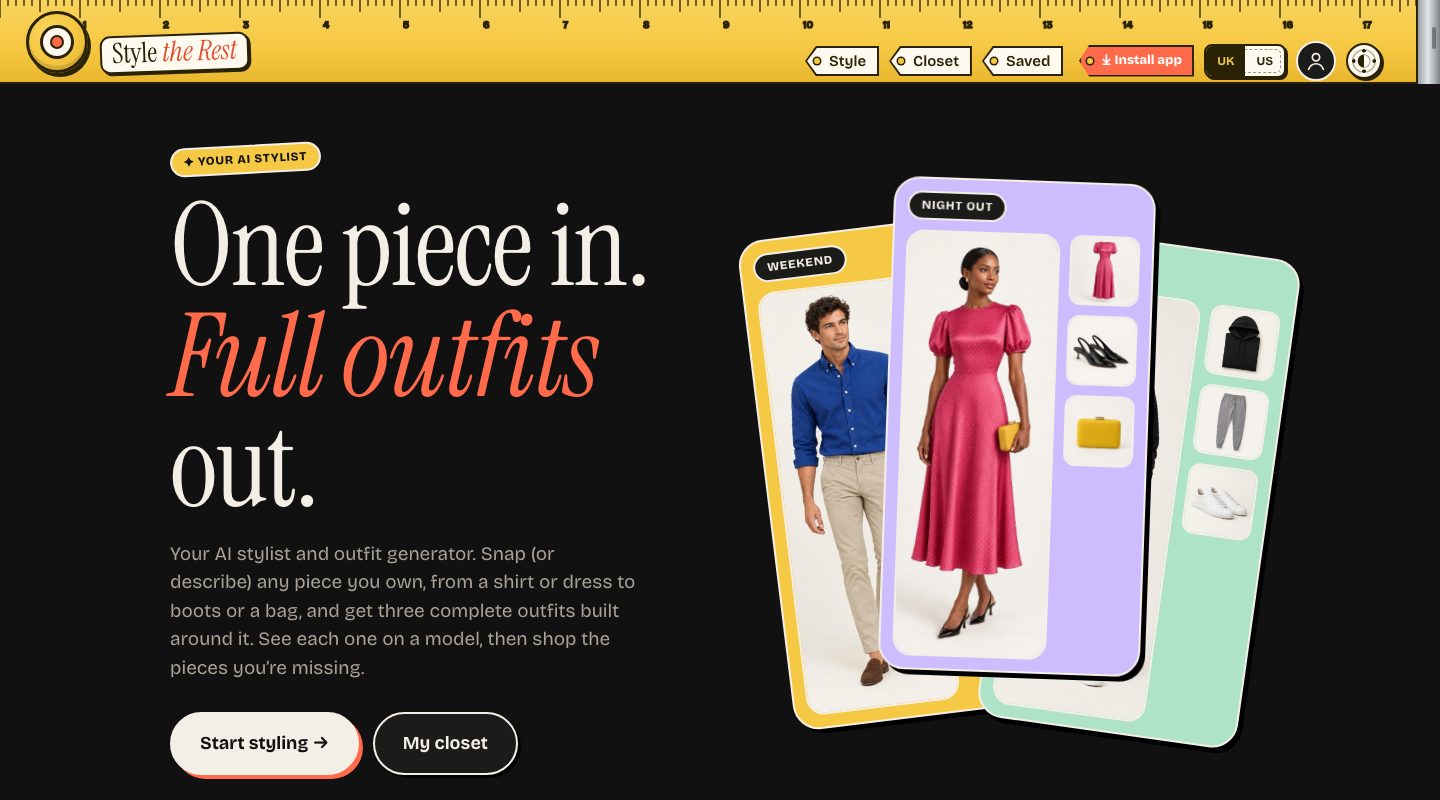 The Style the Rest home page: one piece in, full outfits out